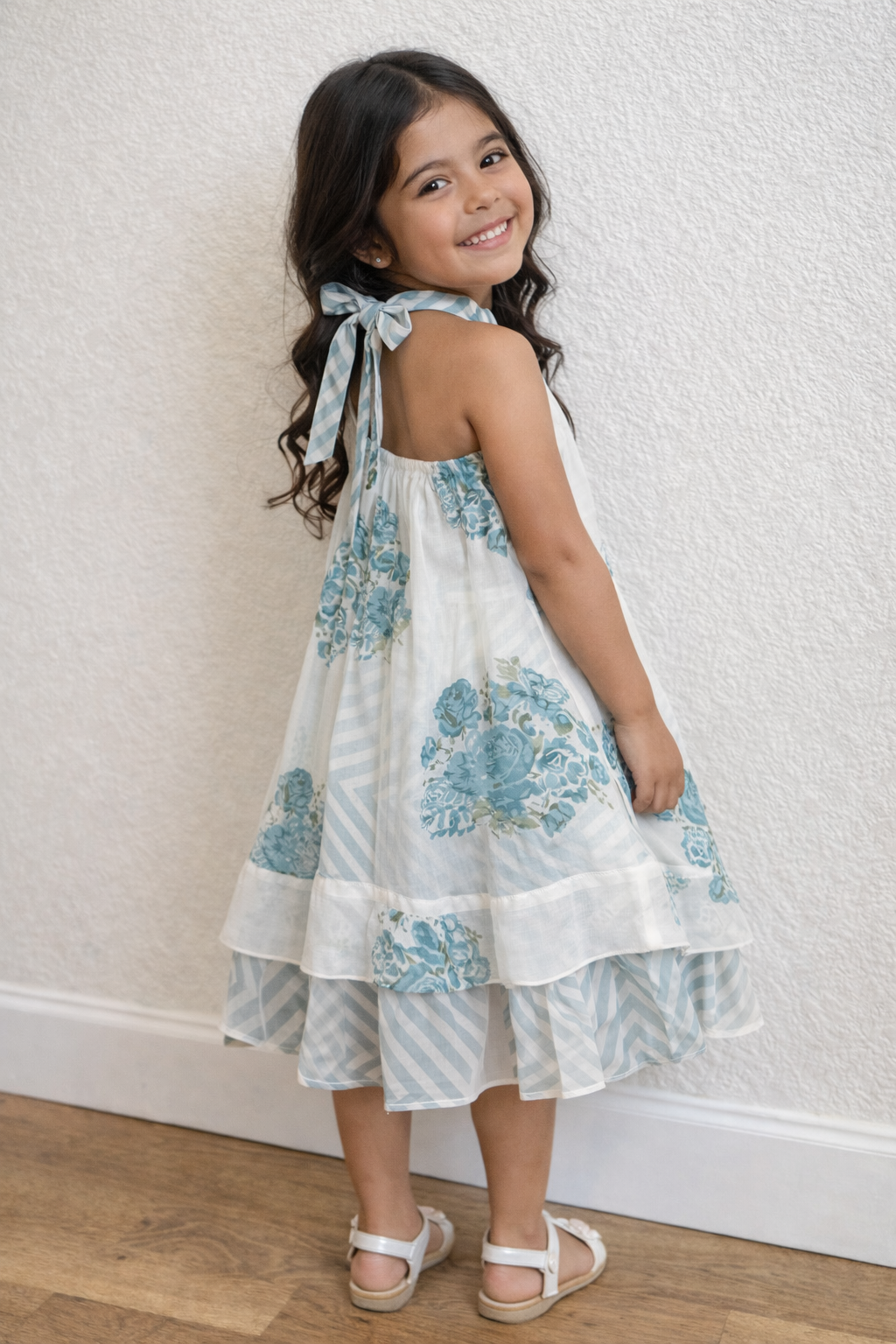 Flowy Floral Sea Foam Teal Dress