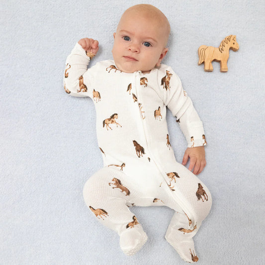 Mini Horses Zipper Footie