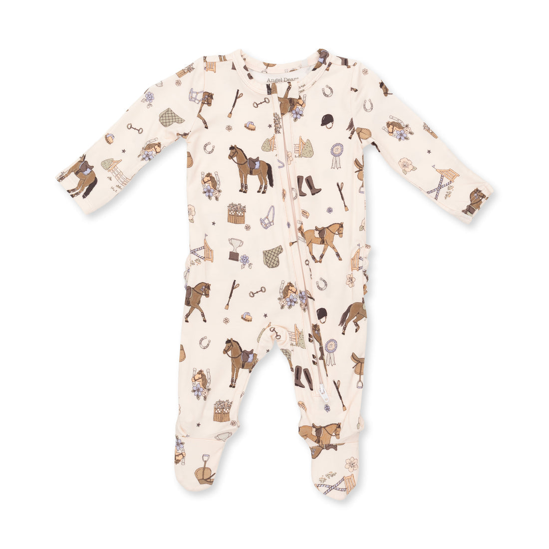 Pretty Equestrian Ruffle Back Zipper Footie
