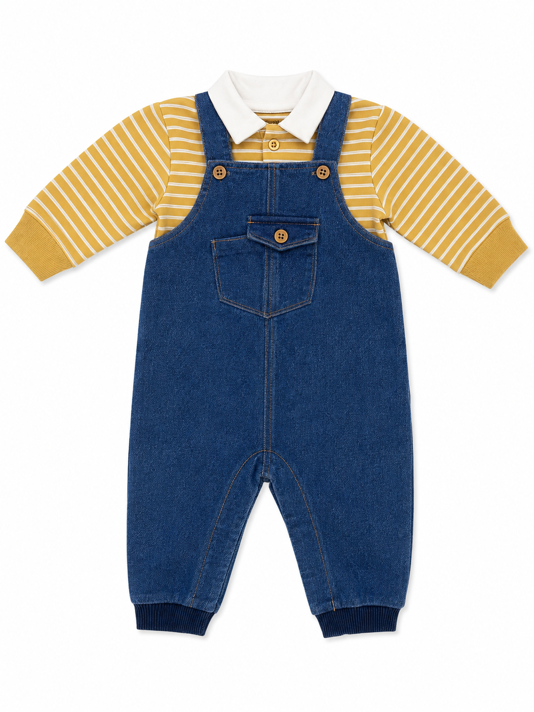 Demin Jersey Overall with Polo Top