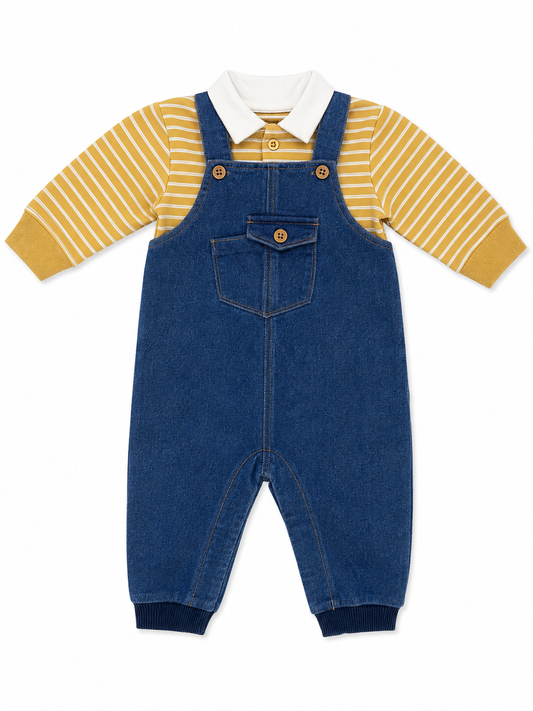 Demin Jersey Overall with Polo Top