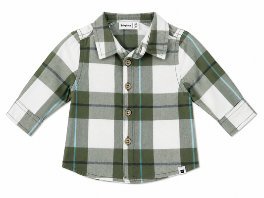 Olive Green Plaid Button Shirt