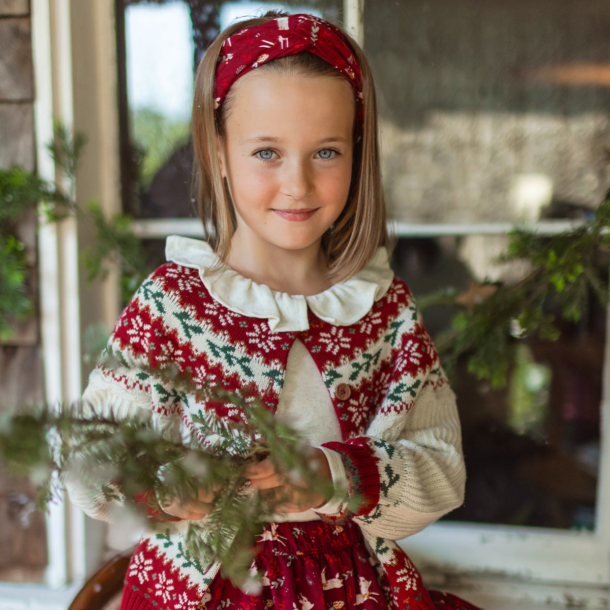 Cream Red Knit Holiday Sweater