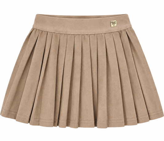 Pleated Brown Sued Skirt