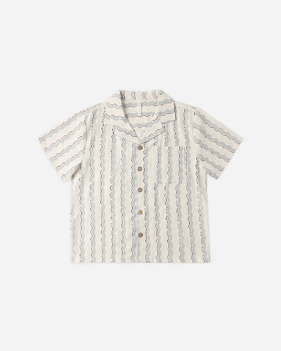 Wave Stripe Lapel Collared Shirt