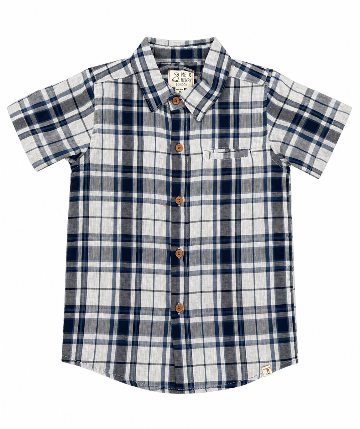 Navy White Plaid Shirt