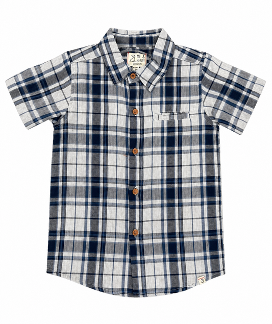 Navy White Plaid Shirt