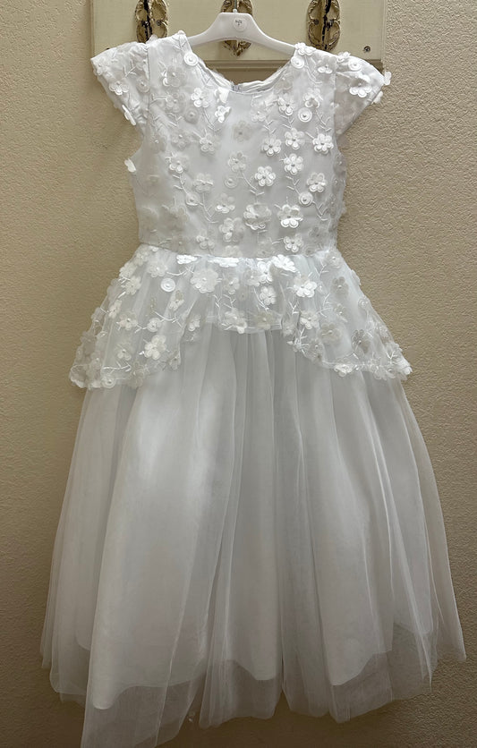 82501 Cap Sleeve Dimensional Flower Dress
