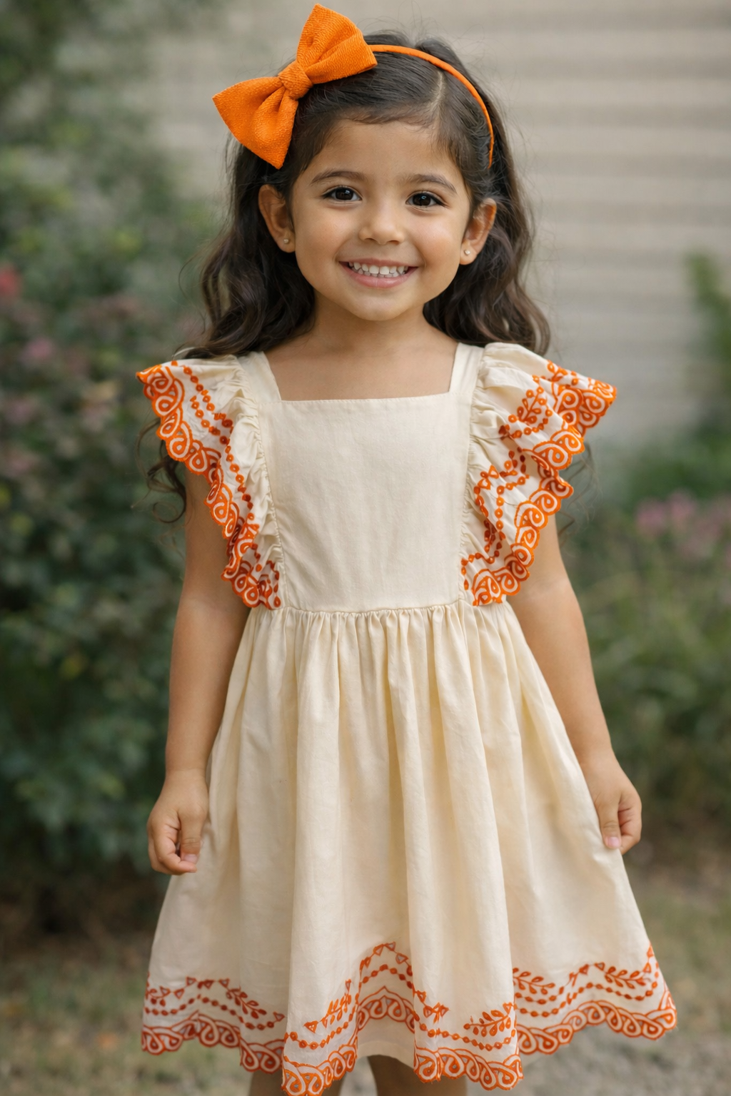 Clementine Mandarin Pearled Ivory Dress