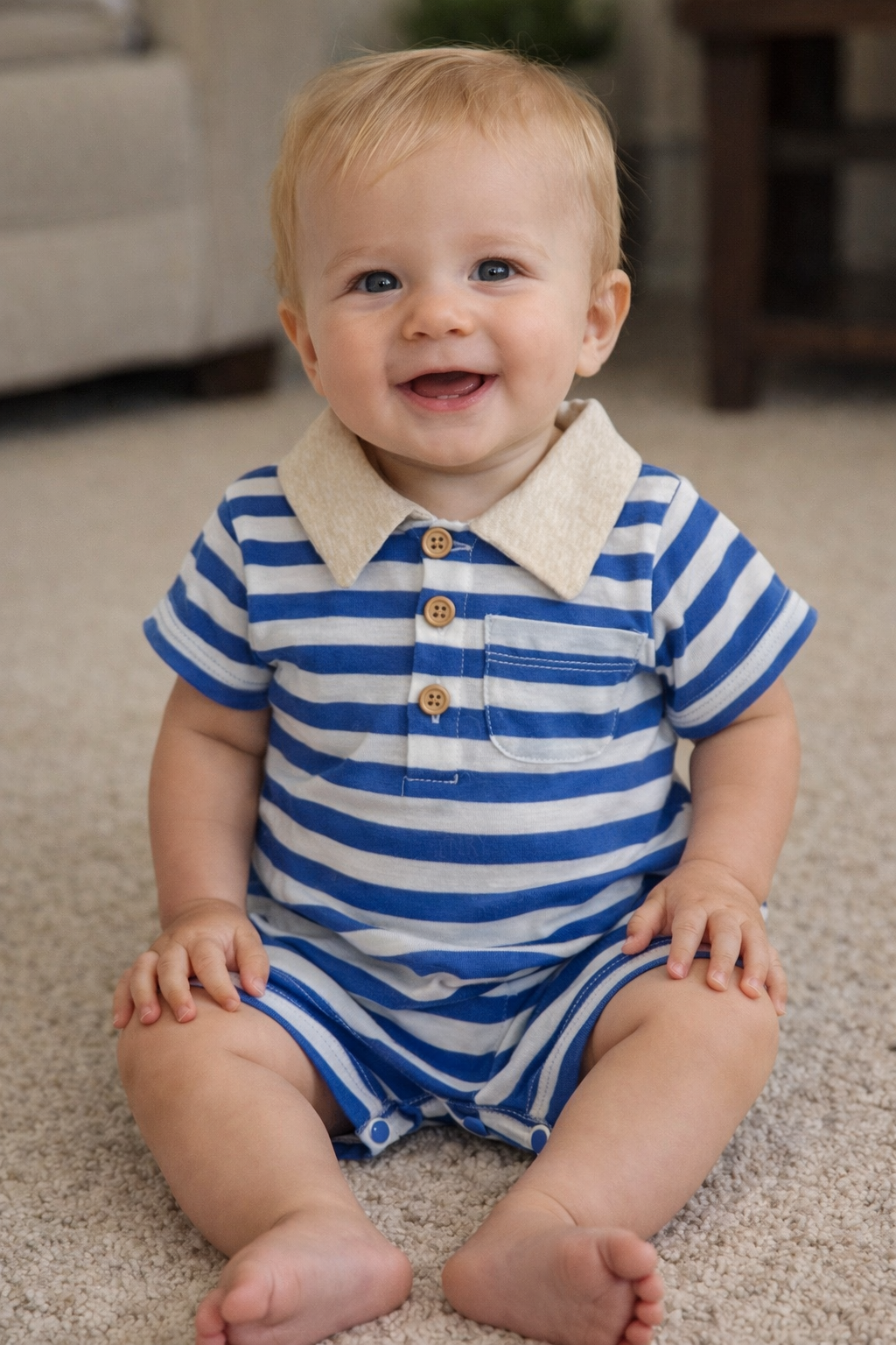 Royal Stripe Romper