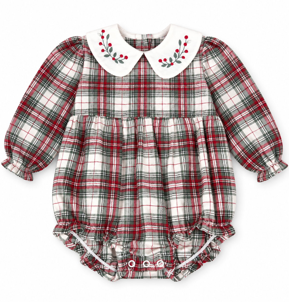 Winter Tartan Bubble w/ Embroidered Collar
