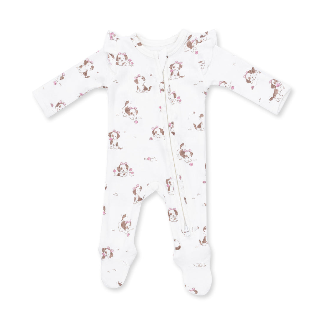 Explorer Puppy Pink Ruffle Zipper Footie
