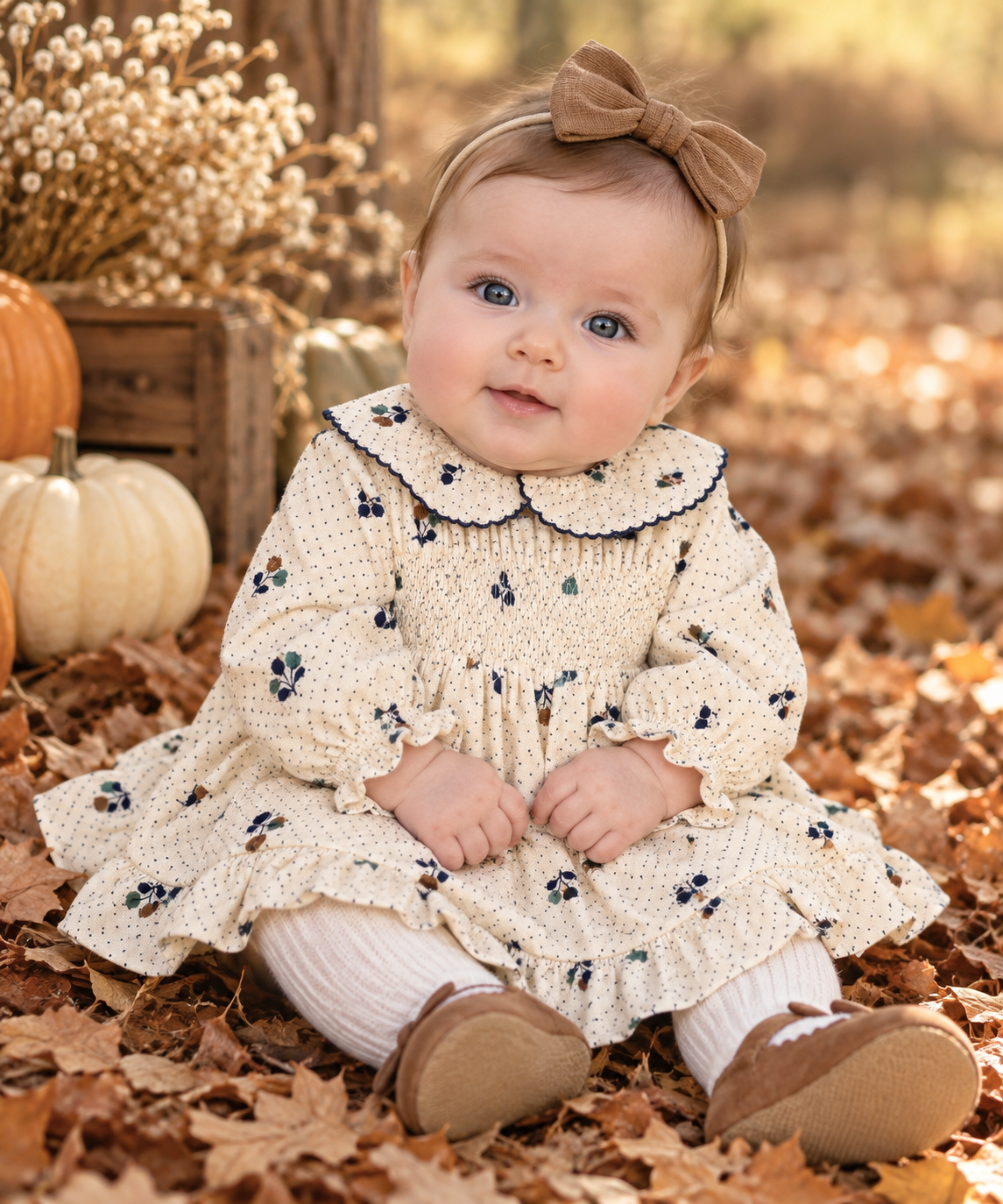 Blue Floral Smocked Baby Dress