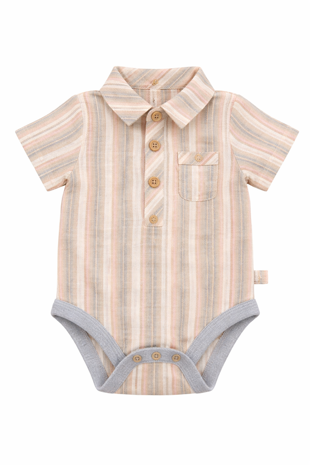 Peach Multi Stipe Woven Onesie