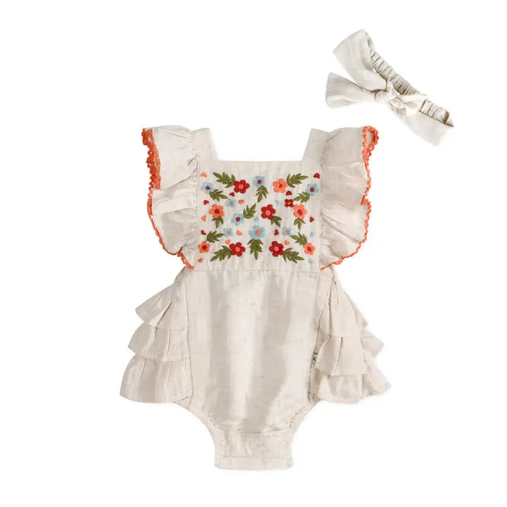 Anya Embroidered Romper and Headband
