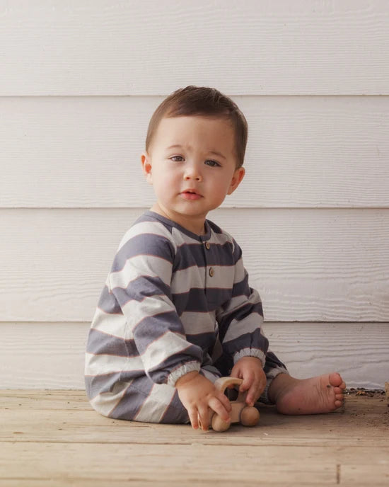 Henley Jumpsuit Sage Stripe