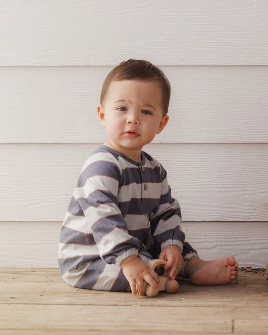 Henley Jumpsuit Sage Stripe
