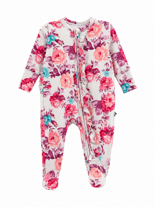 Naomi Ruffled Zippered Footie