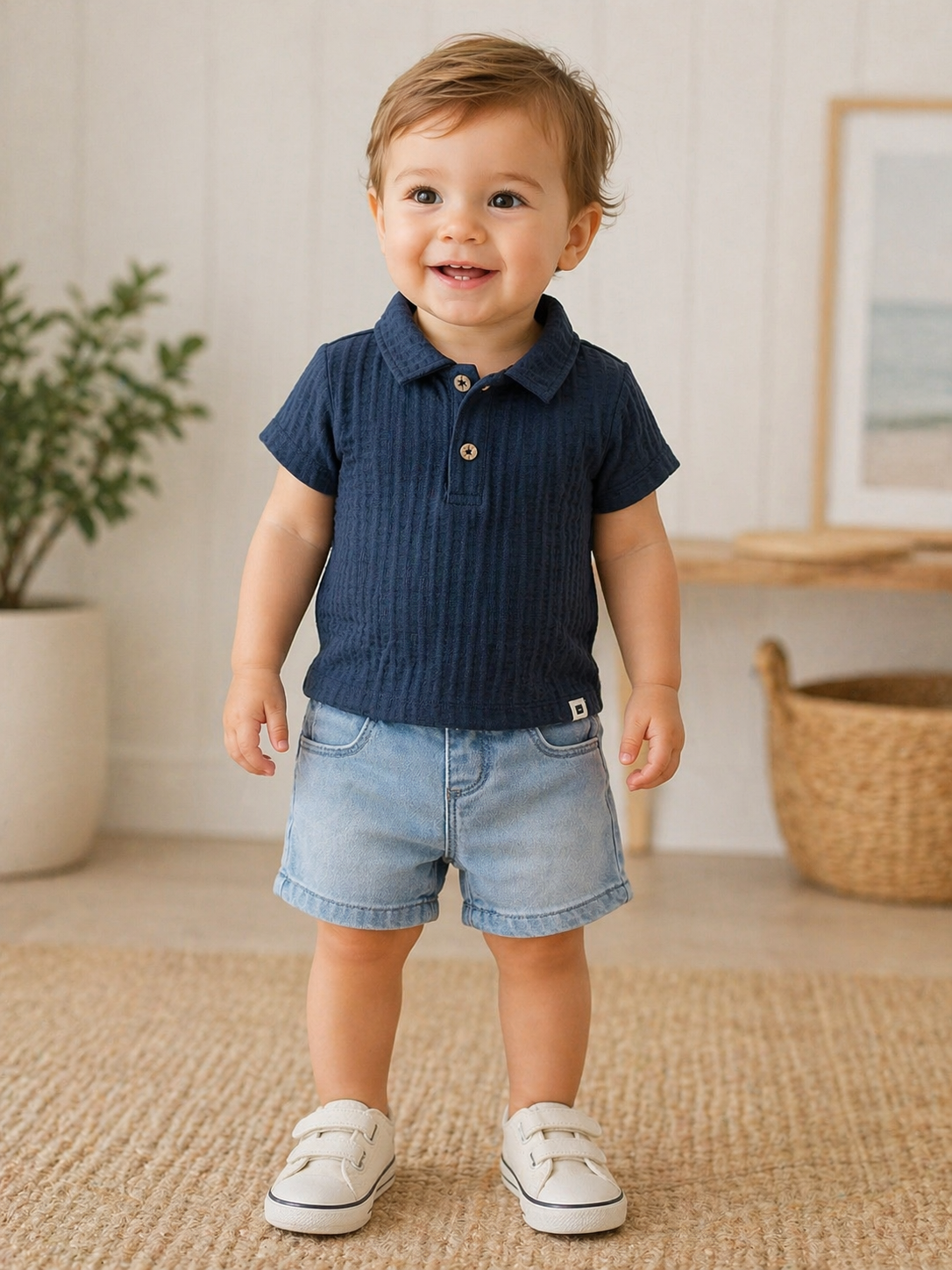 Soft Grey Blue Denim Short