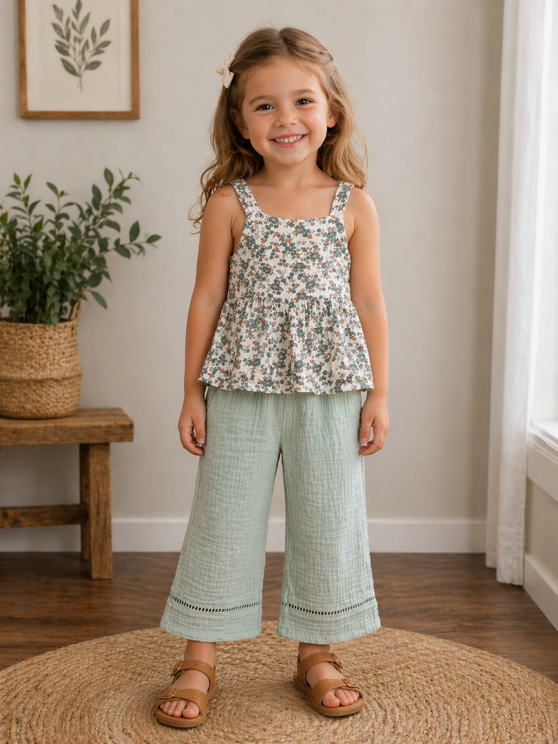 Camille Floral Peplum Tank w/ Pant