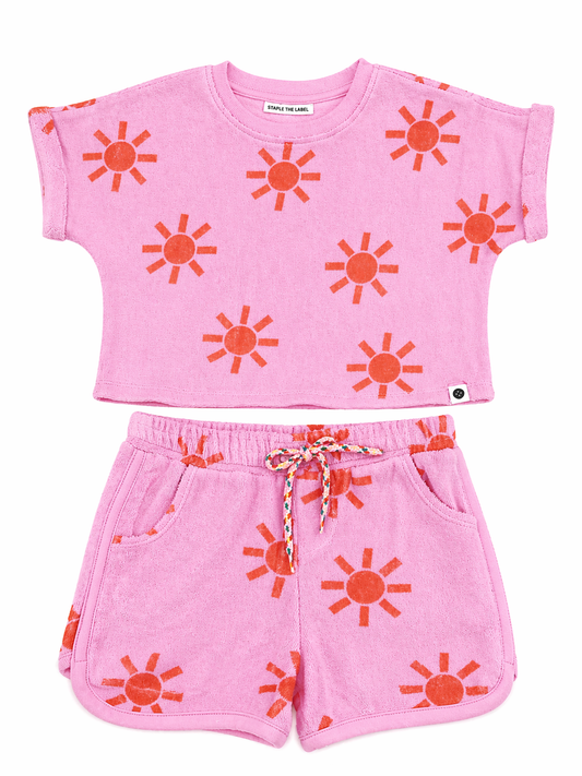 Bubble Gum Pink with Orange Sun 2pc