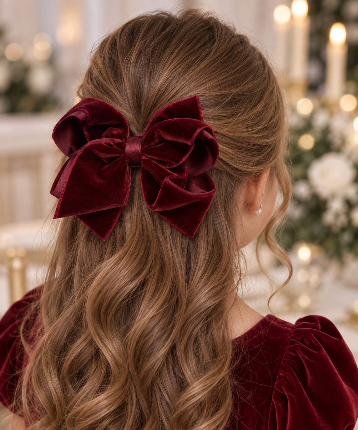 King Burgundy Velvet Hair Bow