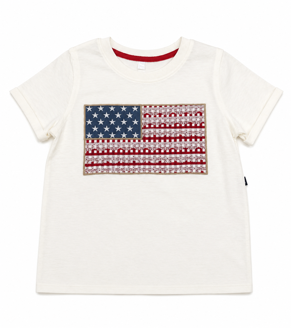 USA Flag Eyelet Trim T-Shirt