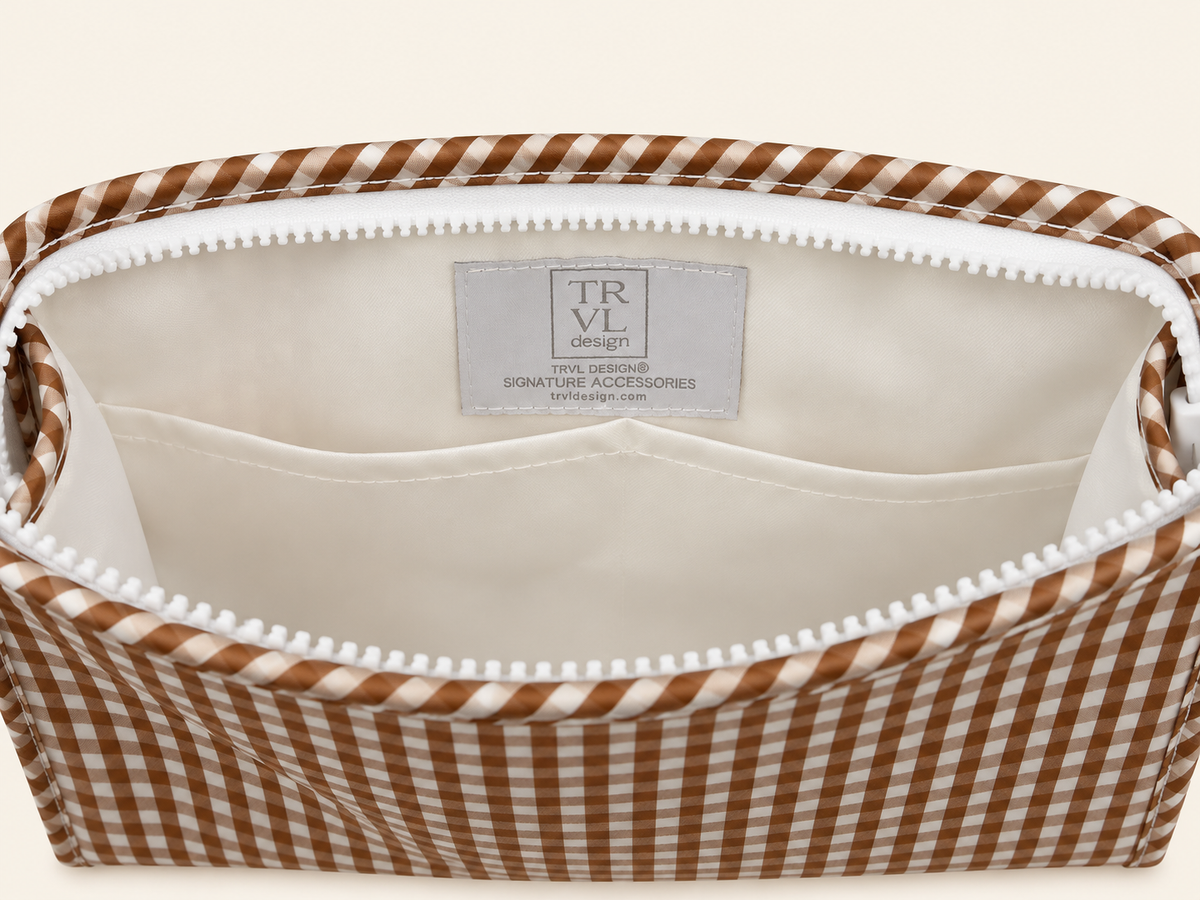 Roadie Large Zip Pouch Gingham Coco