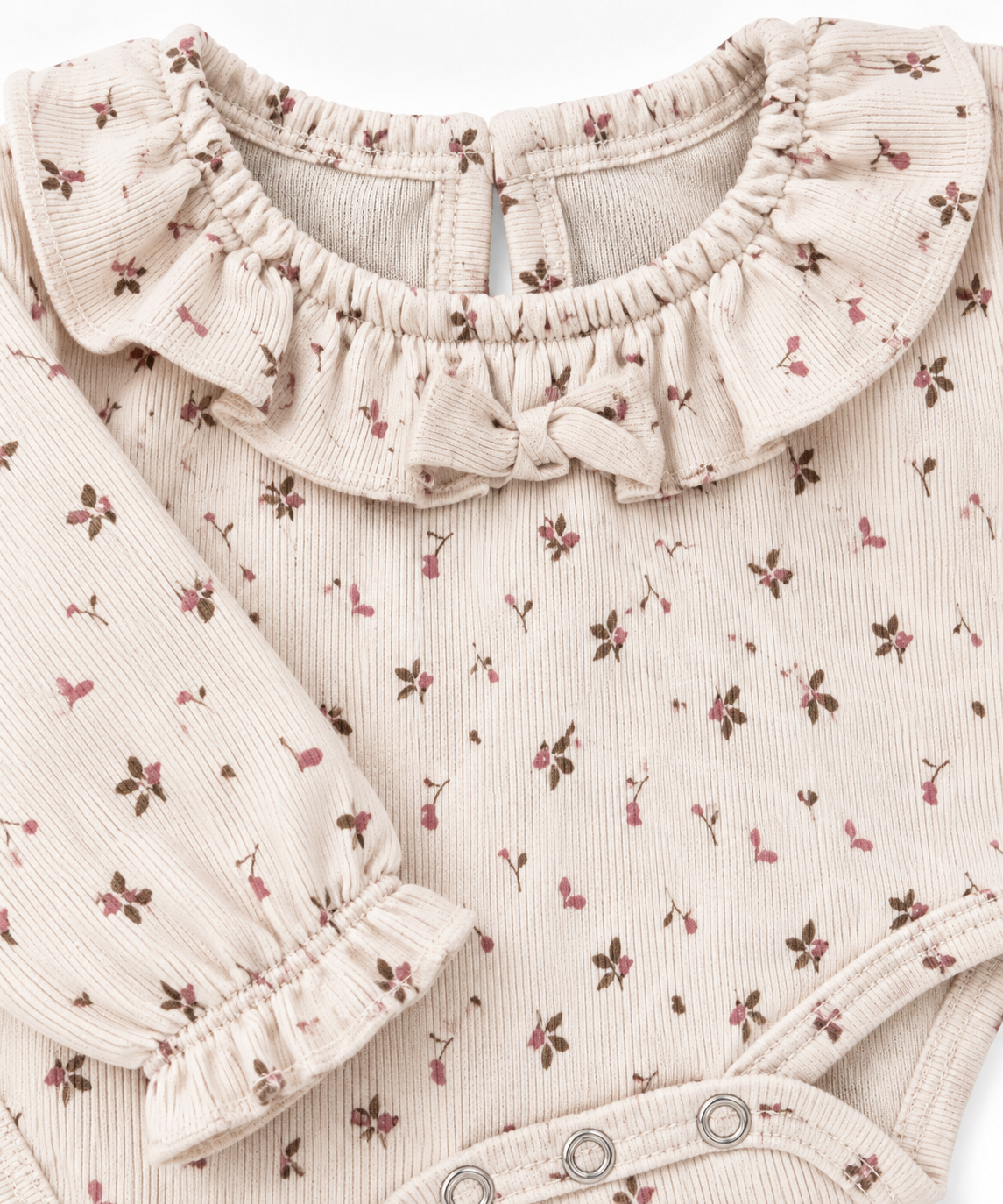 Beige Onesie with Mauve Flowers
