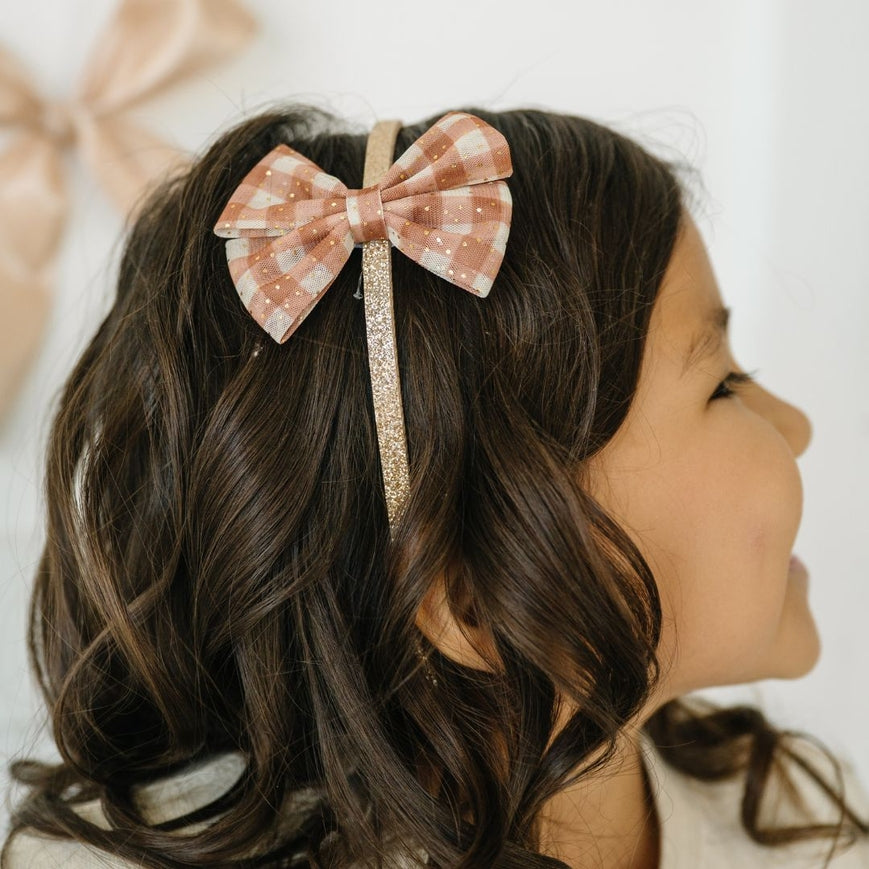 Gingham Printed Tulle Bow HB