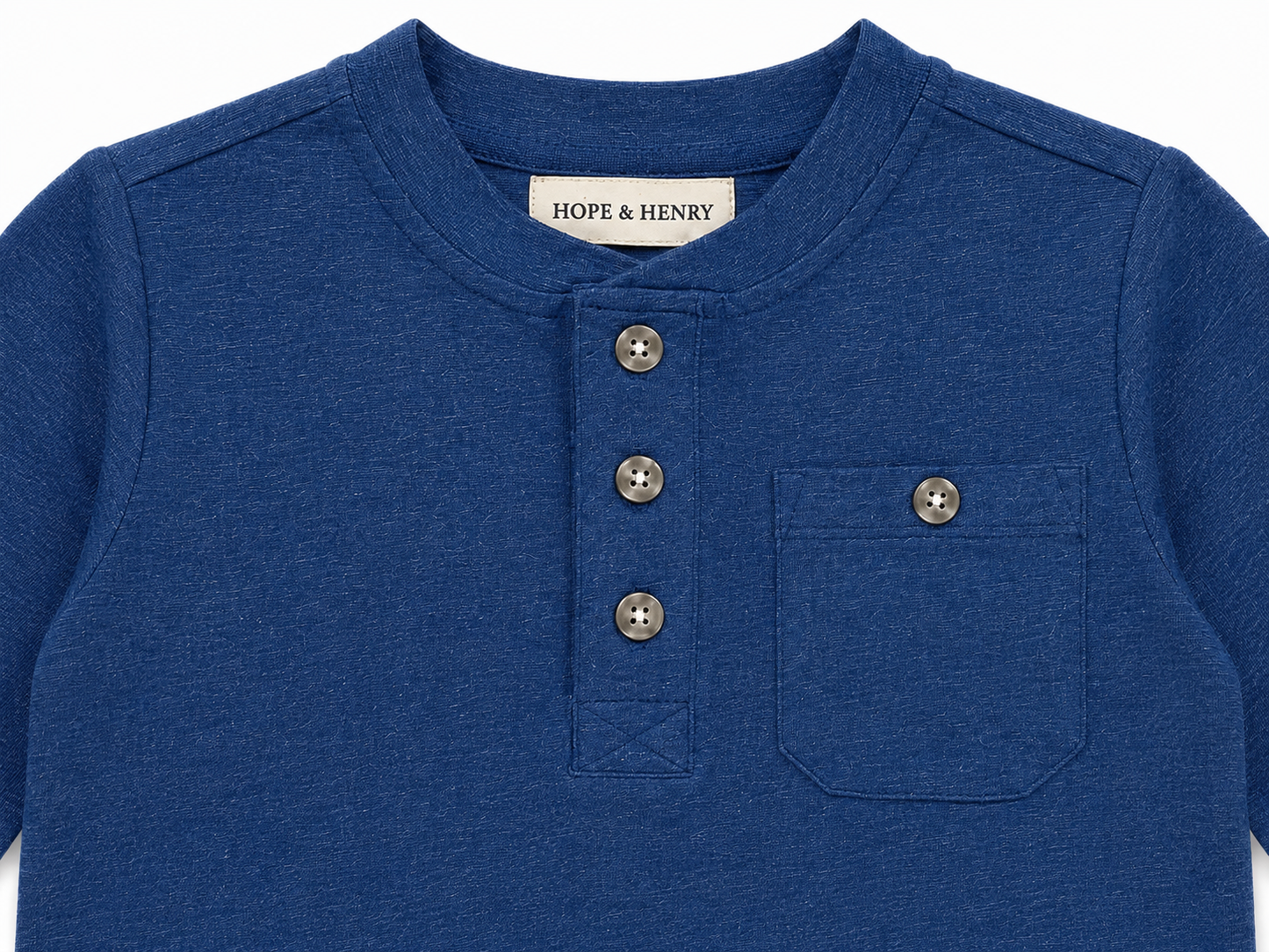 Navy Heather Organic Henley Tee