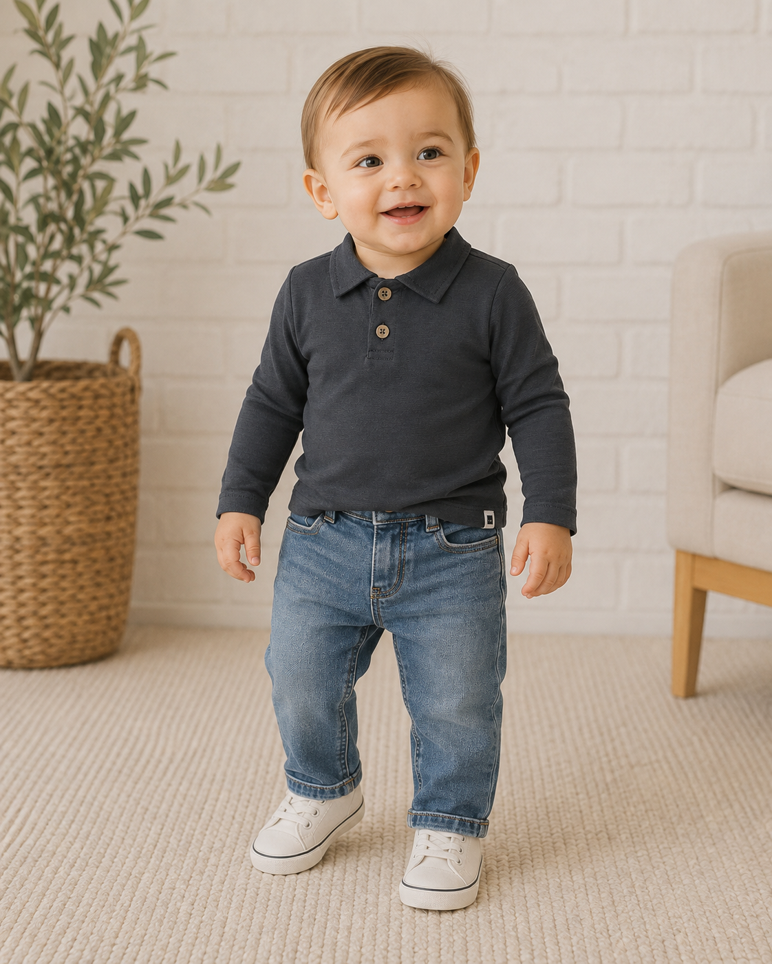 Grey Long-sleeved Polo