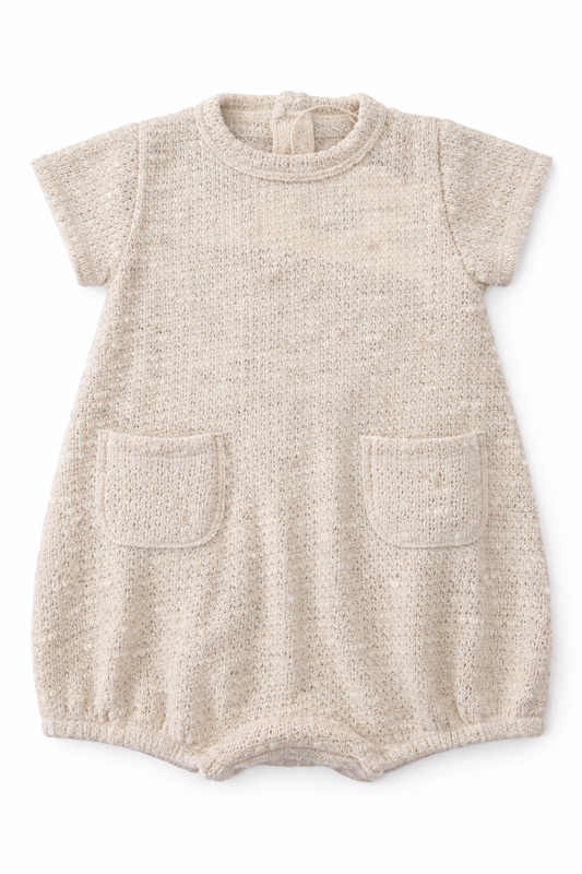Ivory Embellished Pique Cotton Romper