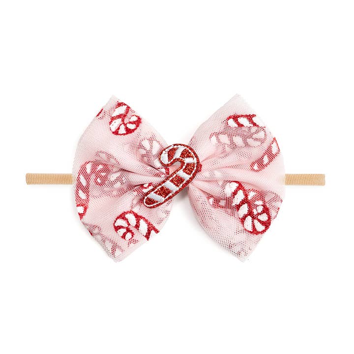 Candy Cane Christmas Bow Baby Headband