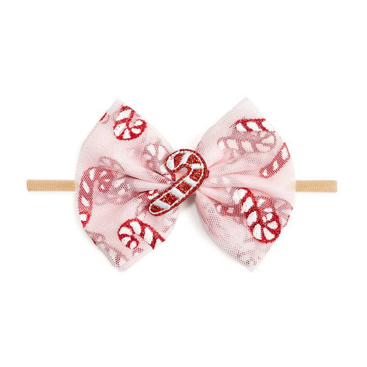 Candy Cane Christmas Bow Baby Headband