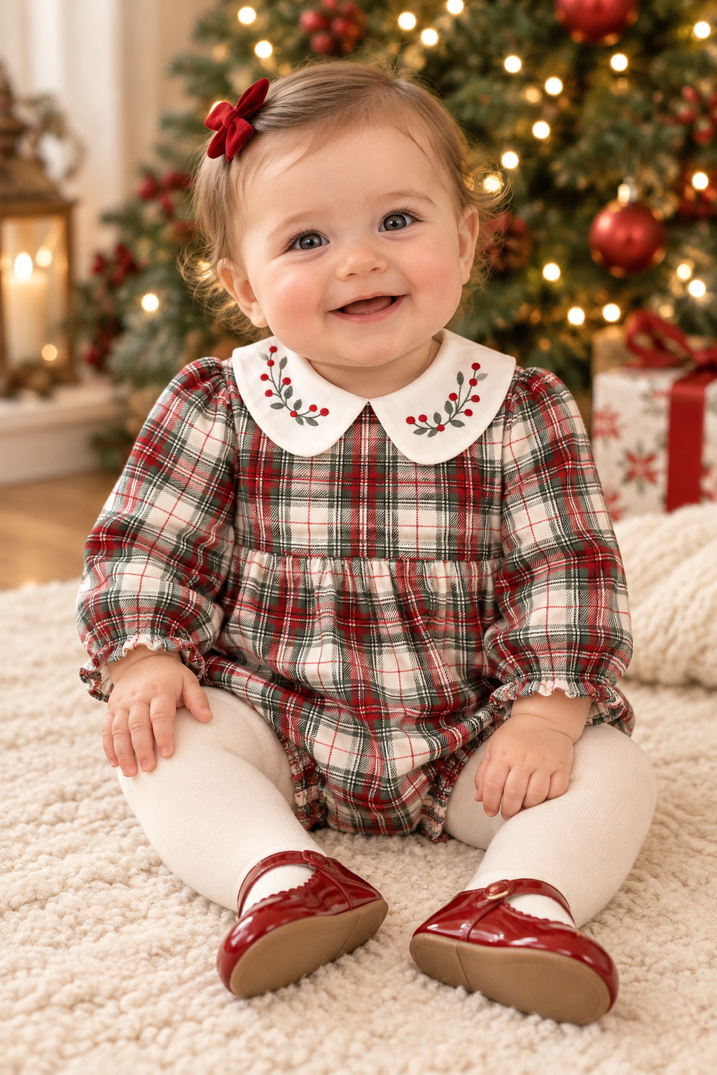 Winter Tartan Bubble w/ Embroidered Collar