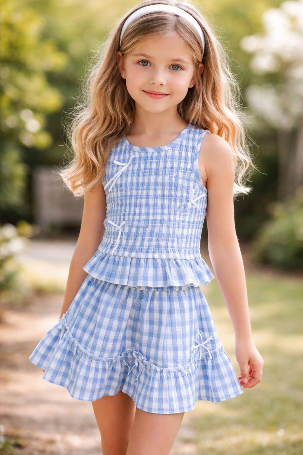 Blue, White Gingham Skirt