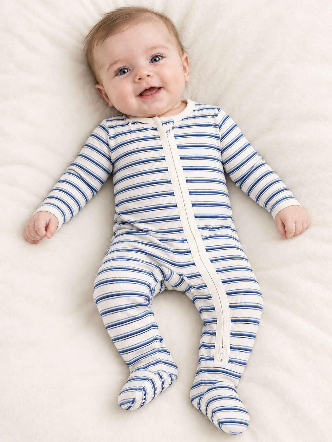 Vintage Stripe Blue Footie