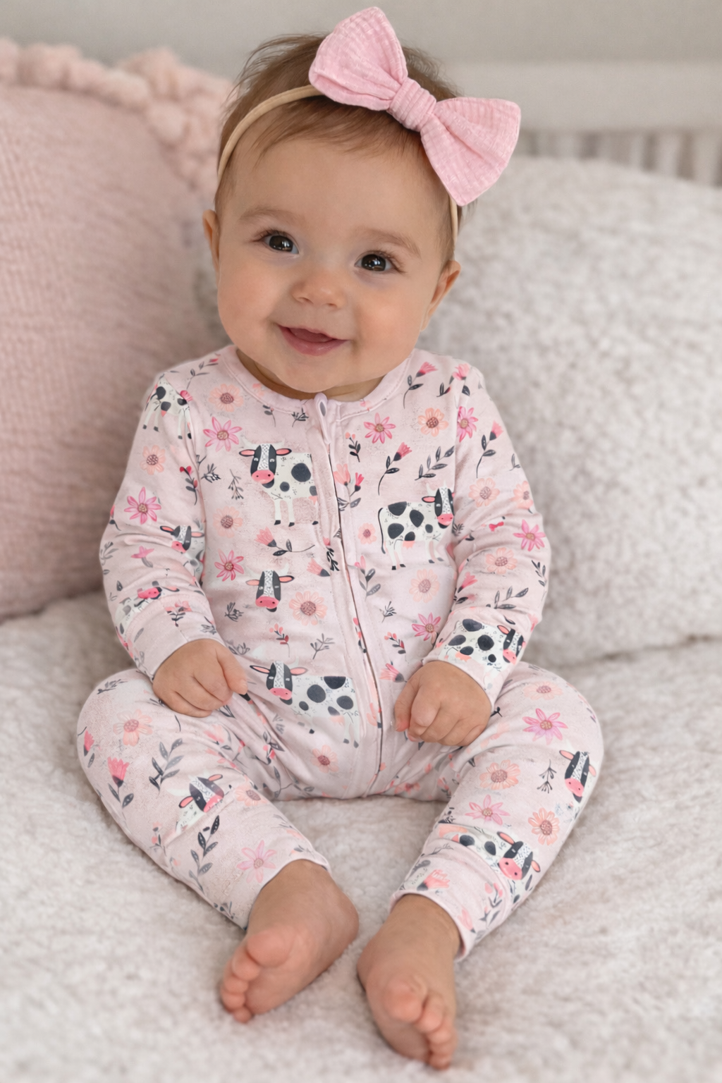 Pink Convertible Romper Cow