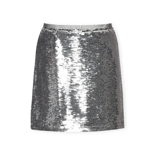 Silver Sequined Mini Skirt