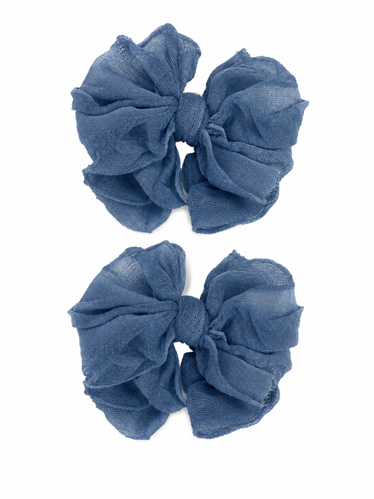 Denim Ruffle Clip Set