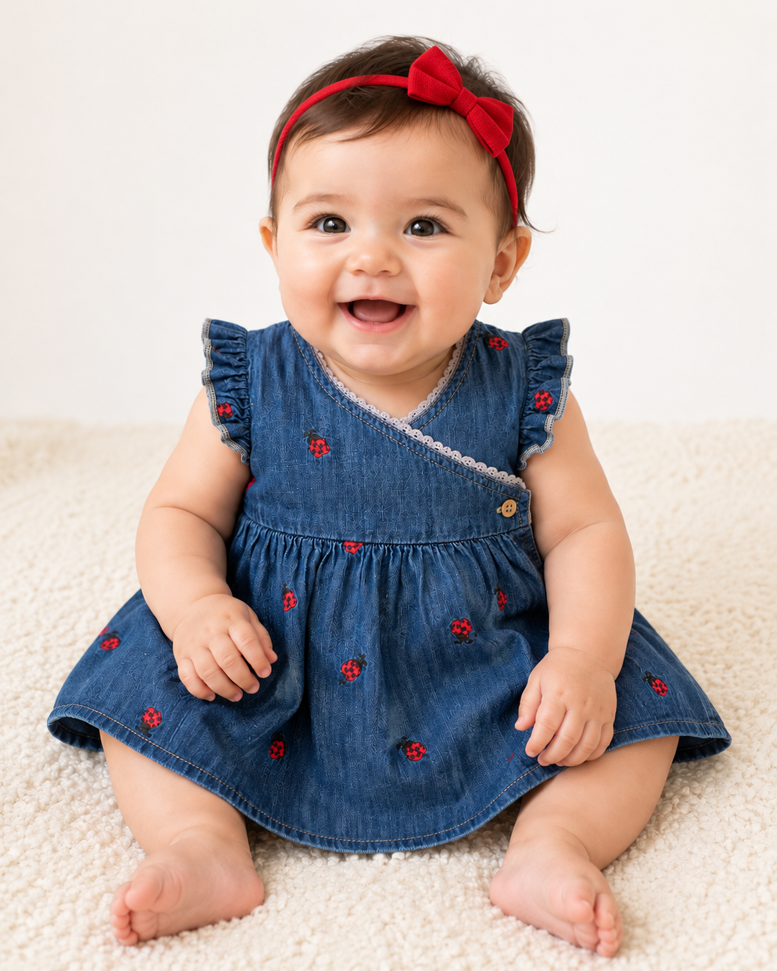 Chambray Dress W/ Ladybugs