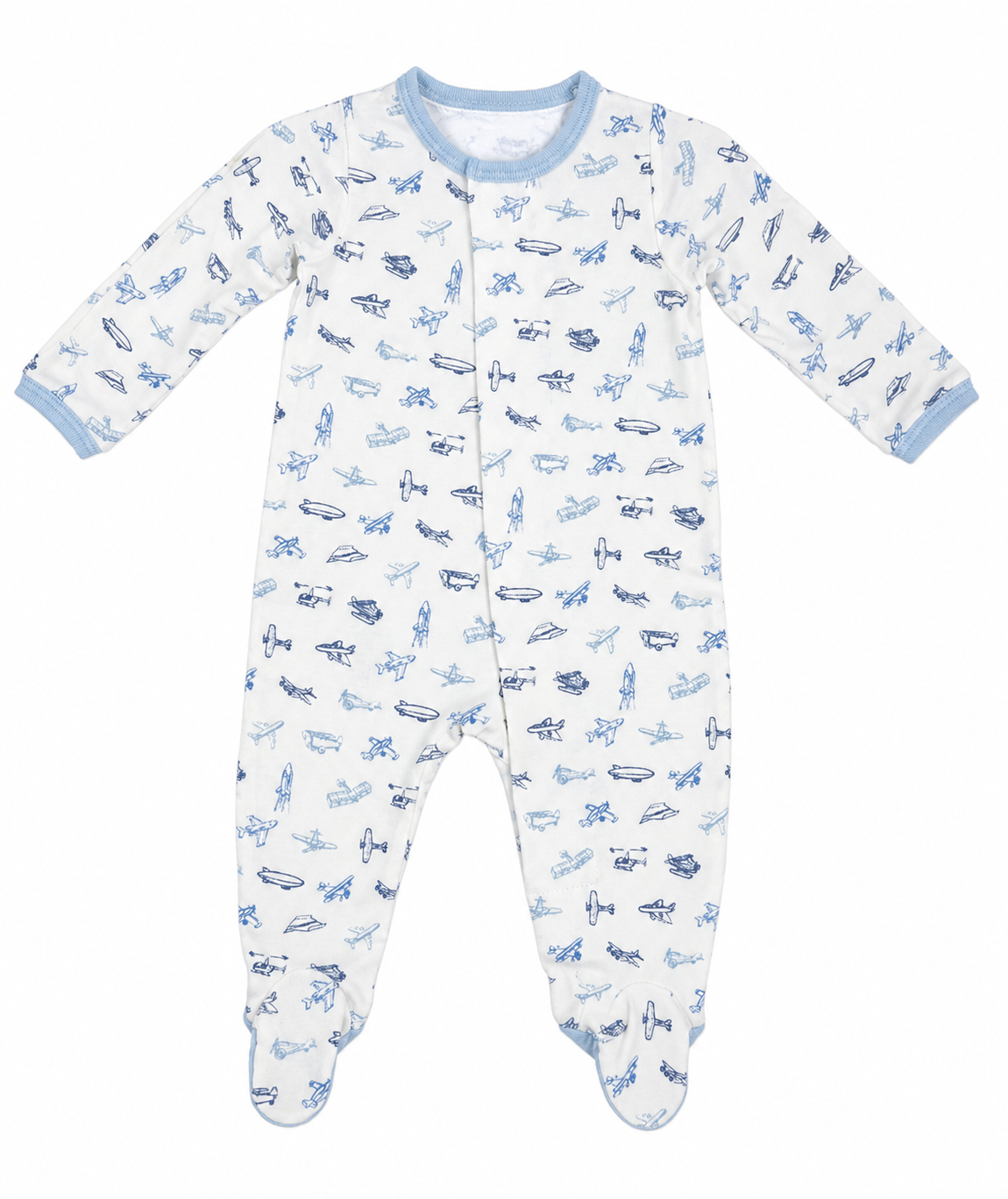 baby boy airplane themed magnetic footie sleeper