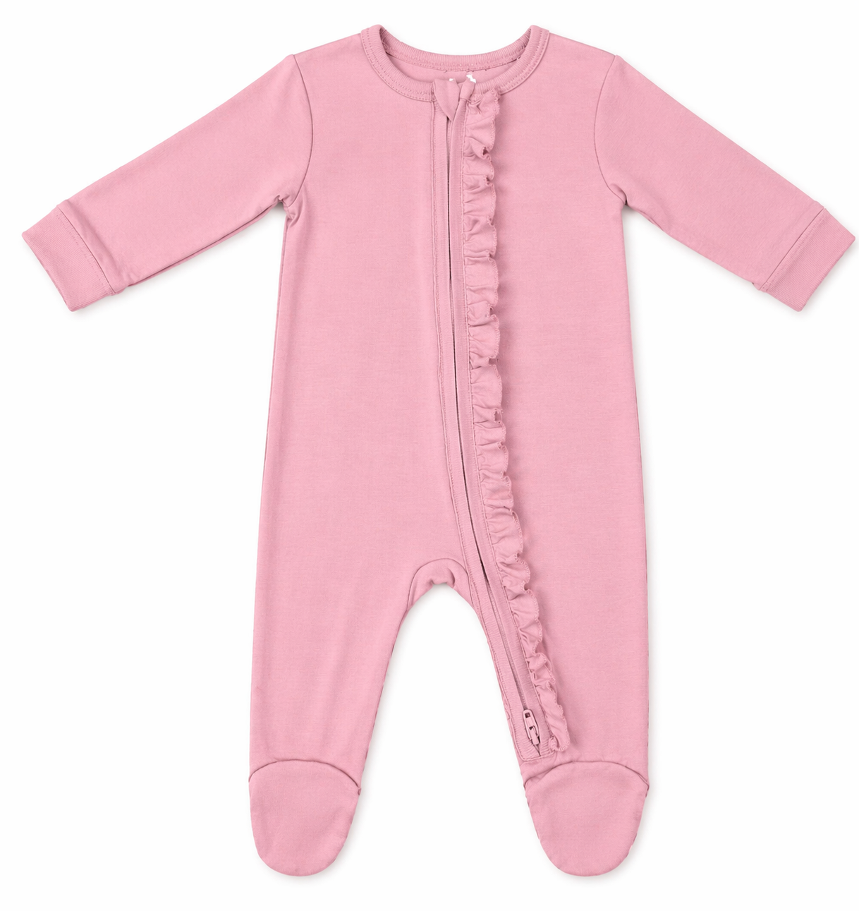 Silver Pink Zipper Footie