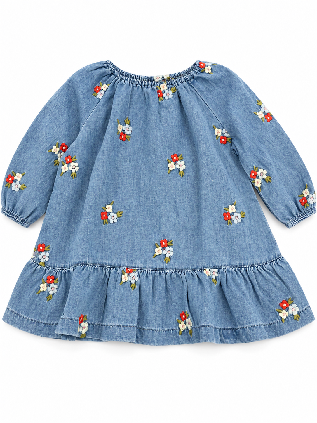 Hazel Denim Dress with Embroidery flowers