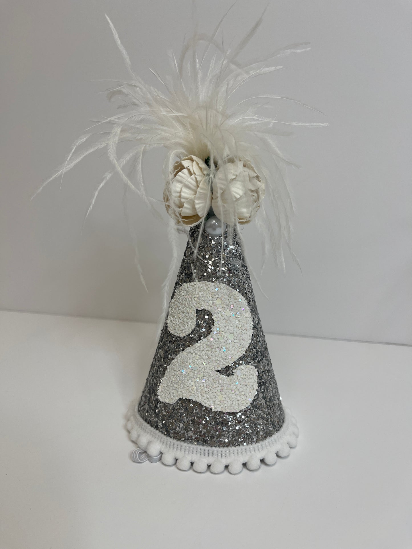 Silver White Feather Hat