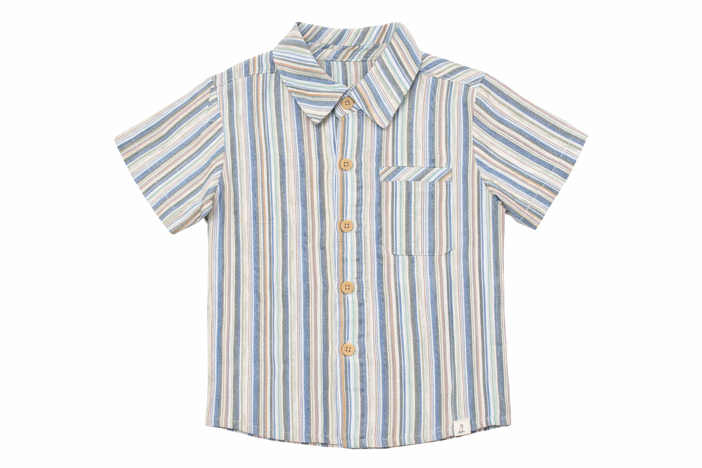 Multi Blue Beige Stripe Woven Shirt