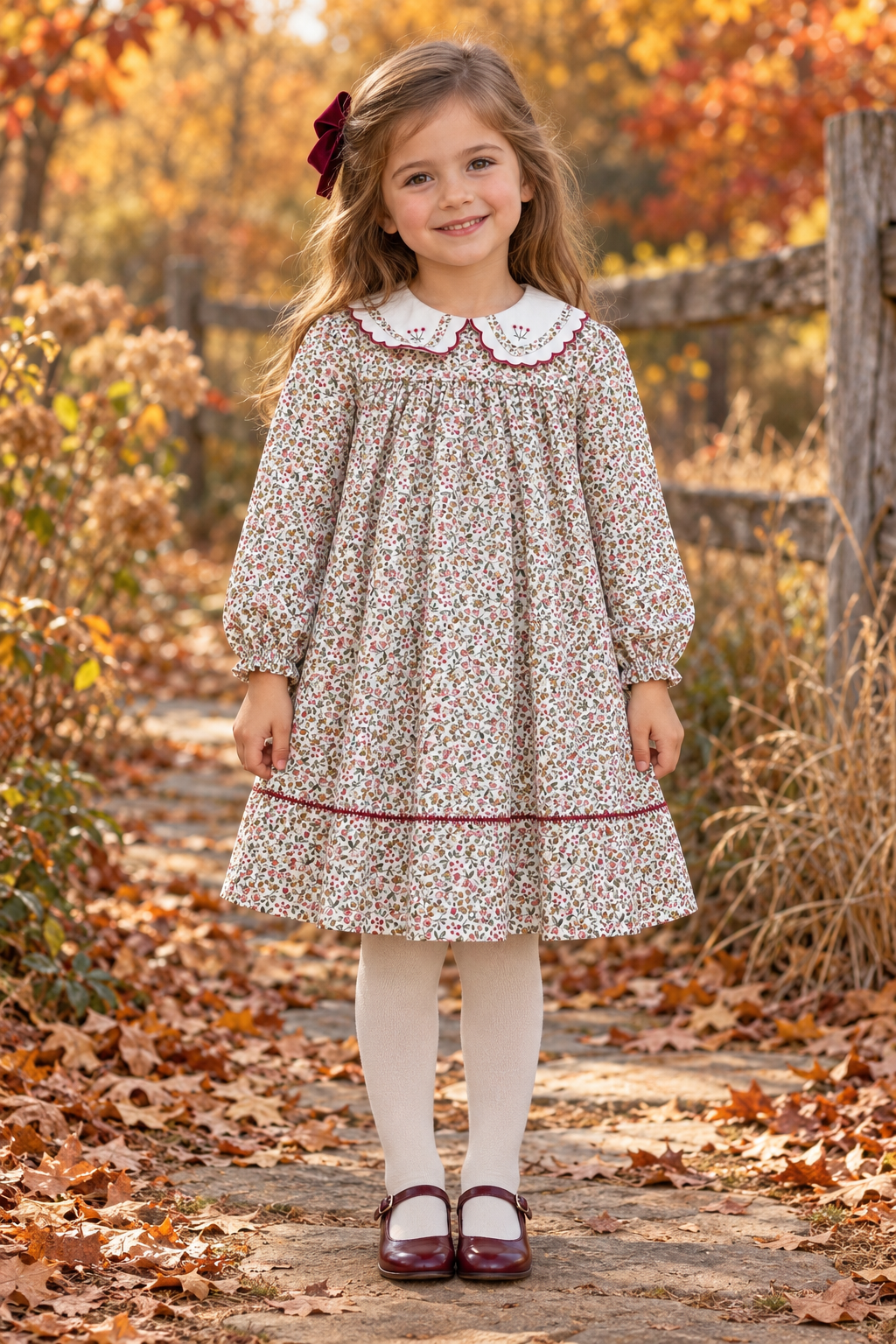 Claret Berries Blooms Red Dress