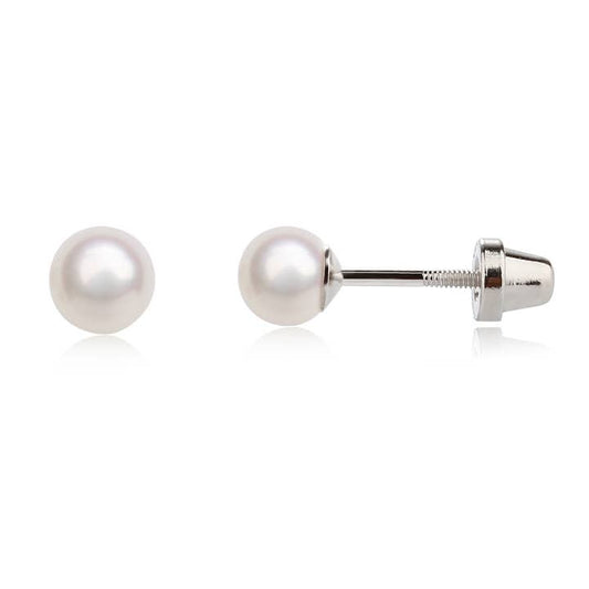 Sterling Silver pearl screw-back