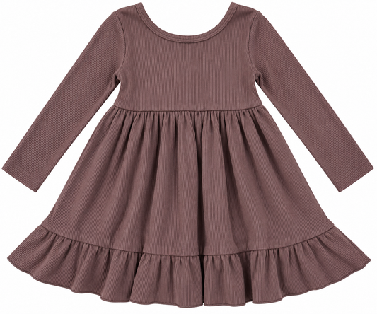 Girls Plum Ribbed Ballet Dress